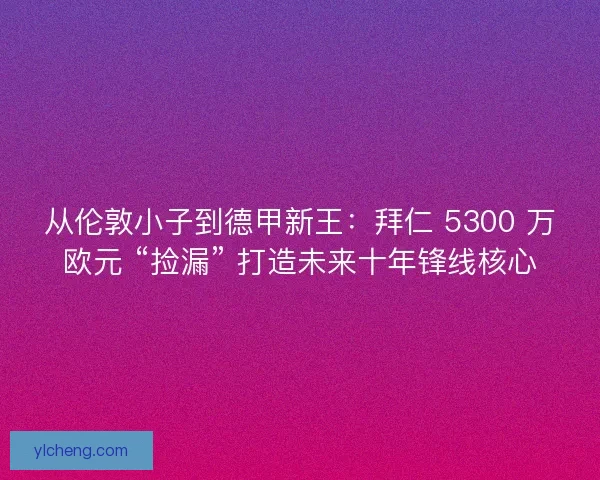 从伦敦小子到德甲新王：拜仁 5300 万欧元 “捡漏” 打造未来十年锋线核心